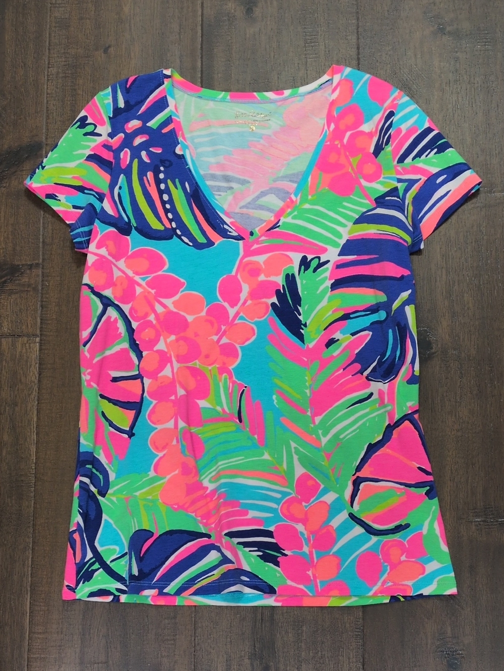 Lilly Pulitzer Exotic Garden V-neck Michelle Top Medium